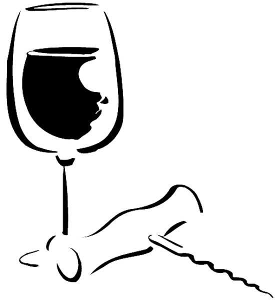 Wine glass and corkscrew vinyl sticker. Customize on line. Restaurants Bars Hotels 079-0499